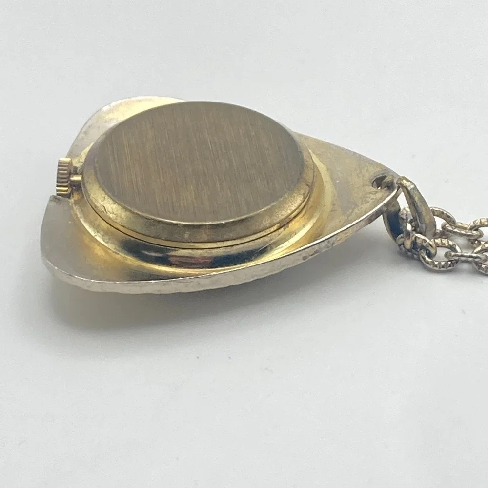 Vtg Lucerne Necklace Pendant Watch Gold Tone Swiss Manual Wind Up w/Chain Works!